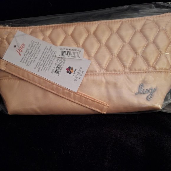 Lug Shiplap RFID Wristlet Pouch NWT - Metallic Rose Gold - Picture 3 of 5